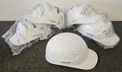 Five Pyramex Ridgeline HP40010 White Bump Caps, Vented, Adjustable Suspension, HDPE, 20.5&ndash;24.25 in