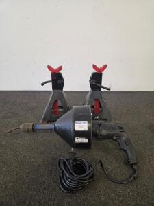 BrassCraft BC1620 Electric 25ft Drain Auger (Tested) & 3-Ton Ratchet Jack Stands Pair (Shelf B)