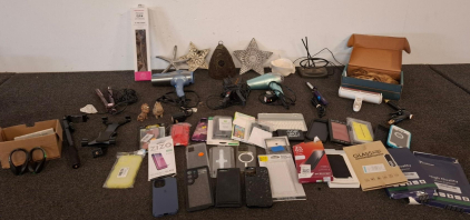 iPhone & Samsung Phone Cases, Screen Protectors, Tablet Keyboard, Accessories, Hair Dryers, Curlers, Crimpers, And More (Powered On)