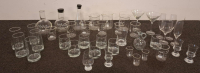 Laboratory Glassware, ULAB/Labvida/Korter, 250&ndash;1000mL Beakers & Flasks, Stemware, 35+ Pieces (Shelf A)