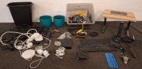 Mixed Electronics & Workshop: Calcu-Flash II Meter, AmazonBasics Keyboard, Cables, Tools, And More (Shelf A)