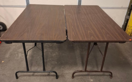2 Rectangular Folding Banquet Tables, Laminate Top, Metal Legs