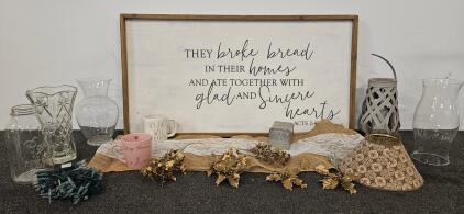 Vintage & Modern Home Decor: Mason Jar, Lipton Tin, Lampshade, Sign, Vases, Mugs, Lights, And More