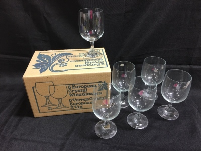 (6) European Crystal Wine Glasses