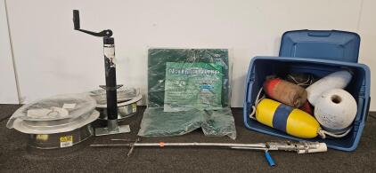 Marine Utility Lot: Buoys, HVAC Dampers, Sand Anchor, Winch Stand & Air Filter Media