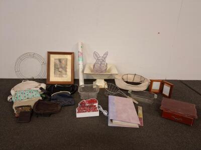 Assorted Ladies Bags, Backpack, Purses, Wallets &ndash; Kenneth Cole, Clutch, Patterned Pouch Lot, home decor, cooking baskets, hanging planter basket and more