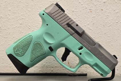 Taurus G2C 9mm Pistol, 3.2" Barrel, Stainless/Teal, Striker-Fired, Serial ABC340538