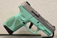 Taurus G2C 9mm Pistol, 3.2" Barrel, Stainless/Teal, Striker-Fired, Serial ABC340538