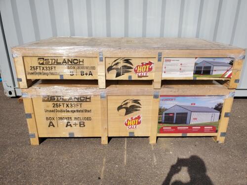SDLANCH 25x33 ft Double Garage Metal Shed Kit SDLC2533DGMS, 2026, 2 Bays, 1300kg, Steel, Crated