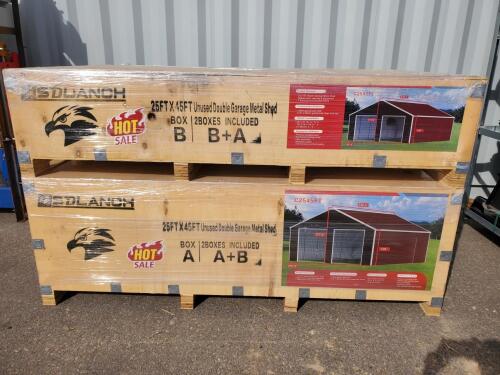 SDLANCH SDLC2545DGMS 25'x45' Double Garage Metal Shed, 14.76' Height, Wine Red
