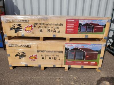 SDLANCH SDLC2545DGMS 25'x45' Double Garage Metal Shed, 14.76' Height, Wine Red