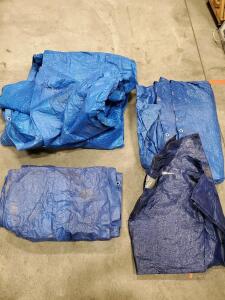 Set of 4 Blue Polyethylene Tarps, Estimated 5-6 Mil Thickness, Waterproof, UV Resistant