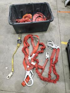 Double Leg Shock Absorbing Lanyards with Snap Hooks, 6 ft Length, Includes Storage Tote