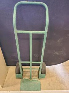 Steel Hand Truck Dolly, 600 lb Capacity, 10" Pneumatic Wheels, Loop Handle, Green