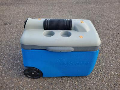 IcyBreeze Portable Air Conditioner Cooler, 38 Quart, 12V DC, Rolling, Blue with Power Cable