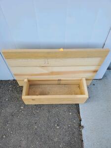 Rustic Pine Wall-Mounted Shelf Planter Box, 30 Inch, Natural Wood, Storage Display, 1 Compartment