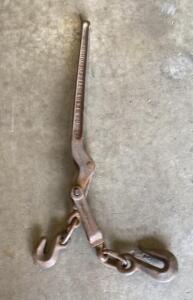 E. C. Stacy Tiffin Ohio Lever Load Binder, Forged Steel, 5/16"-3/8" Chain, Vintage, Hooks