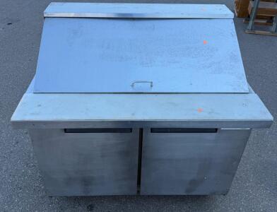 True 48" Sandwich/Salad Prep Table Refrigerator, 2-Door Stainless, Flip-Top, Casters