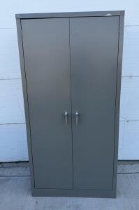36x18x72 Inch Gray Metal Storage Cabinet, 2 Adjustable Shelves, Locking Doors