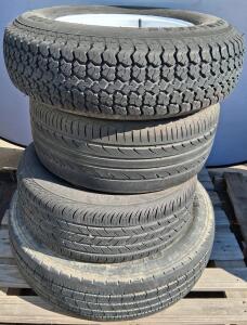 Set of 4 Used Tires: Continental ContiProContact & K550, 225/70R19.5, ST225/75D15
