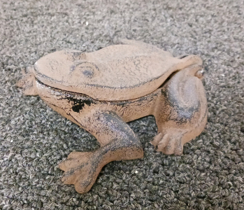 Small Antique Cast-Iron Frog Dish