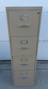 4-Drawer Beige Steel Vertical Filing Cabinet, Lockable, 52"x15"x25", Letter Size