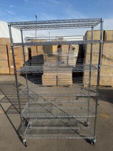 Industrial 6-Shelf Chrome Wire Shelving Rack with Casters, 48" x 18" x 72"