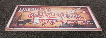 "Marble's Safety Axe Company" Wood Sign