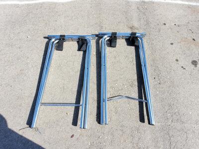 Set of 2 Chrome Folding Racks, 24"x16"x20", Black Nylon Straps, 100 lb Capacity