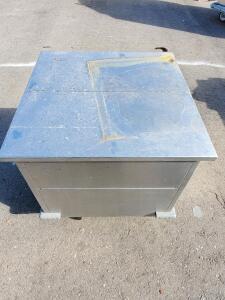 Industrial Metal Storage Bin with Hinged Lid and Casters 36"x36"x24" Steel Construction