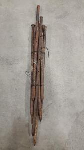 Steel Concrete Form Stakes 36" x 3/4", Set of 10, Rusted Heavy Duty, Multiple Holes, Pointed Ends