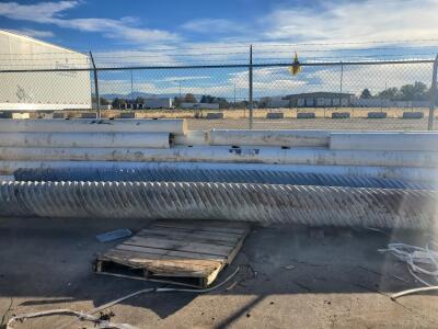 Large Lot of 15" PVC and 18" Corrugated Steel Drainage Pipes, Approx. 20ft Lengths, Qty 14
