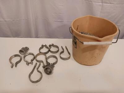 Galvanized Steel Pipe Hangers/Clamps, Mixed Styles and Sizes, Approx. 18-22 Pieces