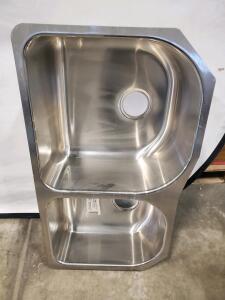 Double-Basin Stainless Steel Kitchen Sink, Approx. 33" x 22" x 8", Undermount/Drop-In