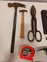 Assorted Hand Tools Set: Empire 25' Tape, 2 Hammers, Snips, Wrenches, Screwdrivers & Case - 2