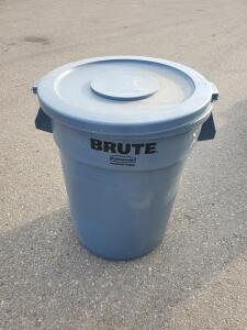 Rubbermaid BRUTE 32-Gallon Commercial Trash Can with Lid, Grey, Includes Charcoal Bags