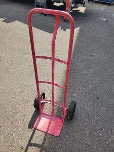 Red Steel Hand Truck with 10" Pneumatic Wheels, 600 lb Capacity