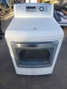 LG DLE5001W 7.3 cu. ft. Electric Dryer, Sensor Dry, Stainless Drum, White, Serial 102KWKSO3821