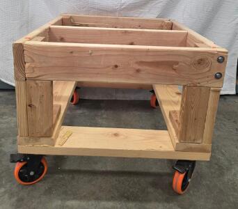 Heavy-Duty Rolling Wooden Workbench Frame, 29"x29"x24", 4" Locking Casters, Sturdy Custom Base