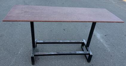 Industrial Workshop Table &ndash; 72"x24" Steel Frame, Wood Top, Heavy Duty