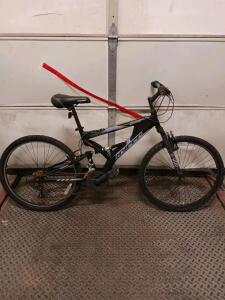 Hyper Havoc FS 26" Aluminum Mountain Bike, Full Suspension, 18 Speed, Black/Silver Color