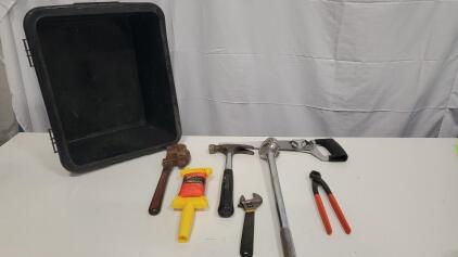 Sterilite OfficeWare Tote with Assorted Hand Tools &ndash; True Temper Hammer, Pipe Wrench, More
