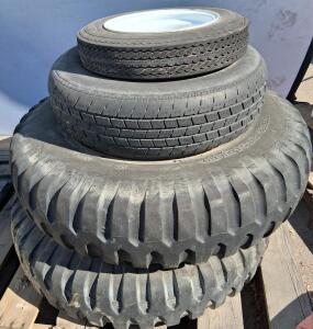 Lot of 4 Tires: Nanco 4.80-12 Trailer Tire & Rim, Cooper Cross-Country Military Tires, Steel-Belted