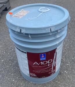 Sherwin-Williams A-100 Exterior Satin Paint, 5 Gal, Monorail Silver, Extra White Base- Partial