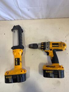 DEWALT DC925 18V XRP Cordless Drill & DW919 Work Light with 2 XRP Batteries