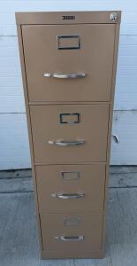 HON 4-Drawer Vertical Steel File Cabinet, Locking, Beige, 15"x28.5"x52"