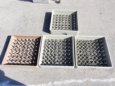 4 Commercial 20"x20" Stackable Dishwasher Glass/Peg Racks, Polypropylene, Mixed Colors