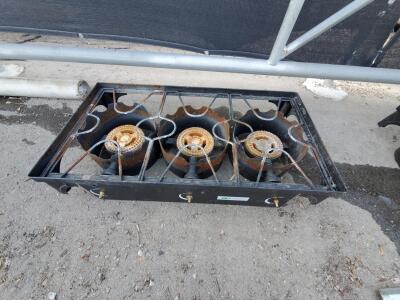 Goplus 3-Burner Outdoor Propane Gas Stove, 225,000 BTU, Cast Iron, Detachable Legs