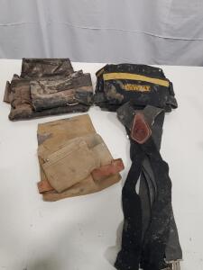DeWalt & Leather Tool Belt Set w/Suspenders, Canvas & Leather Pouches, Adjustable, 4 Pieces