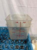 Assorted Commercial Kitchen Lot: Squeeze Bottles, Glass Rack, 8 Qt Pitcher, Bins, Utensils - 3